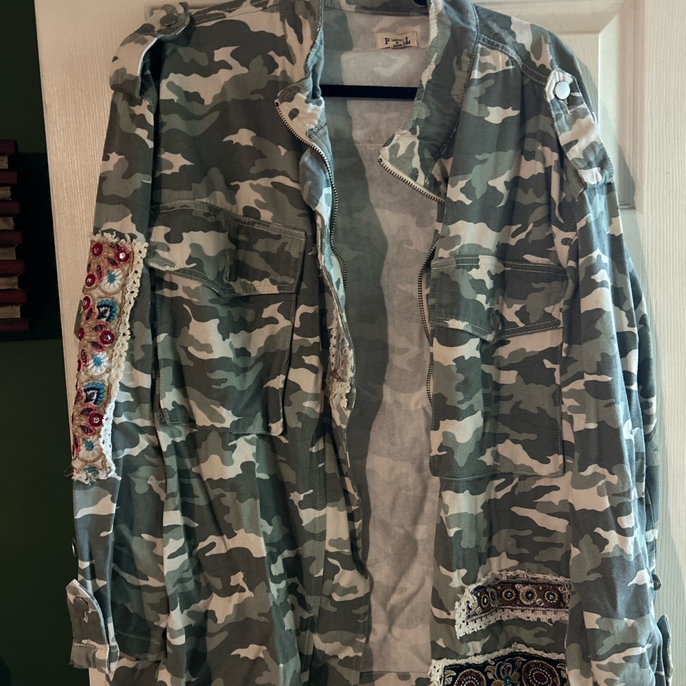 POL Camouflage Jacket with Embroidered Details
